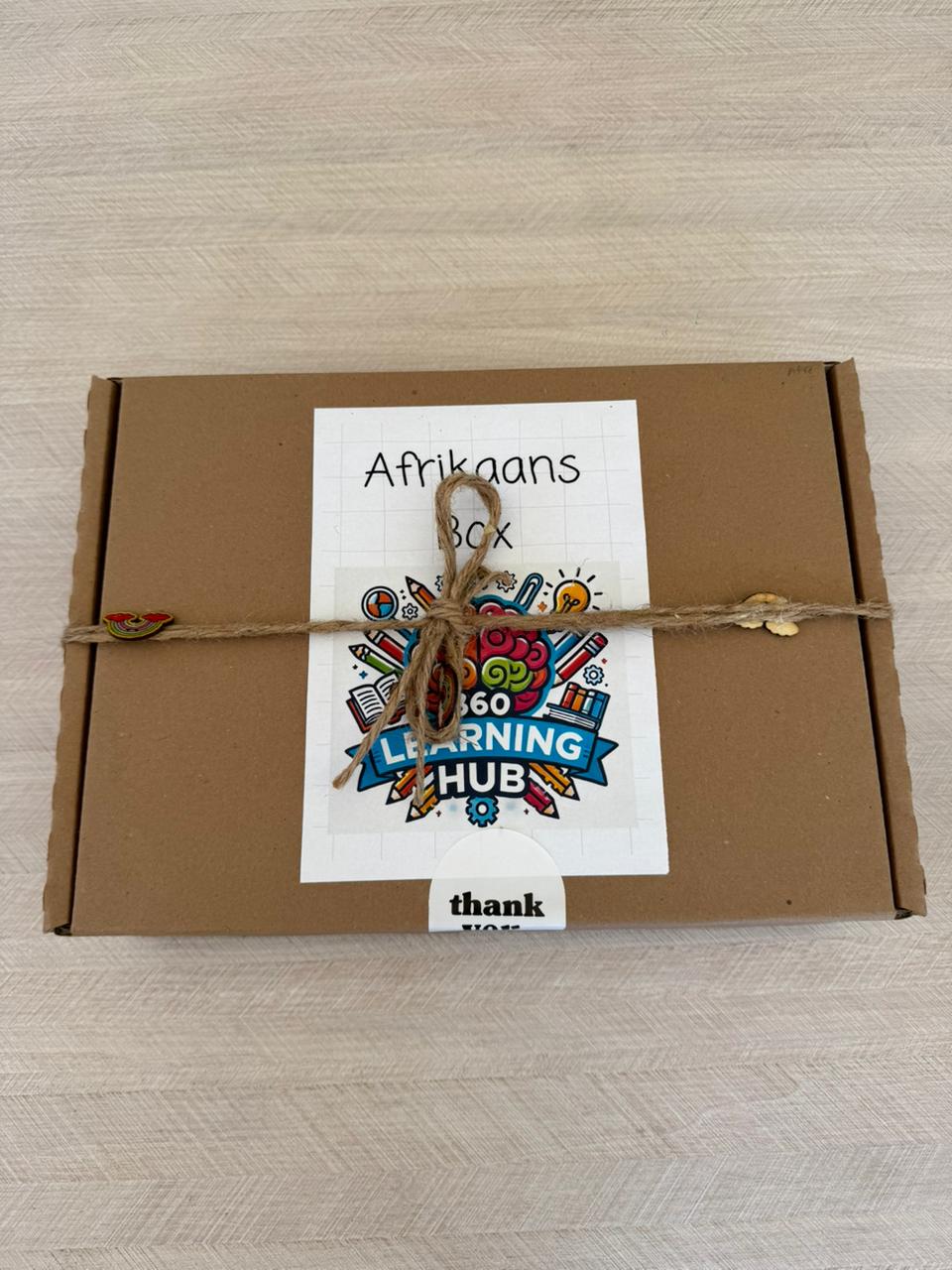 Afrikaans Educational Box packaged with 360 Learning Hub branding